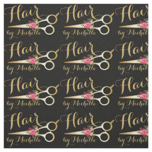 Gold floral Scissors Hairstylist Hair Salon Fabric