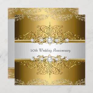 Gold Floral Swirl 50th Wedding Anniversary Invite