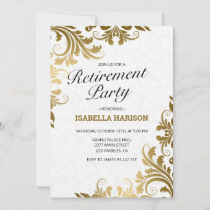 Gold Floral Swirls  Invitation