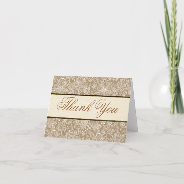 Gold Floral Thank You Card (Front)