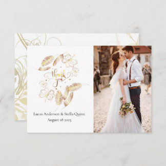 Gold floral Thank You Card