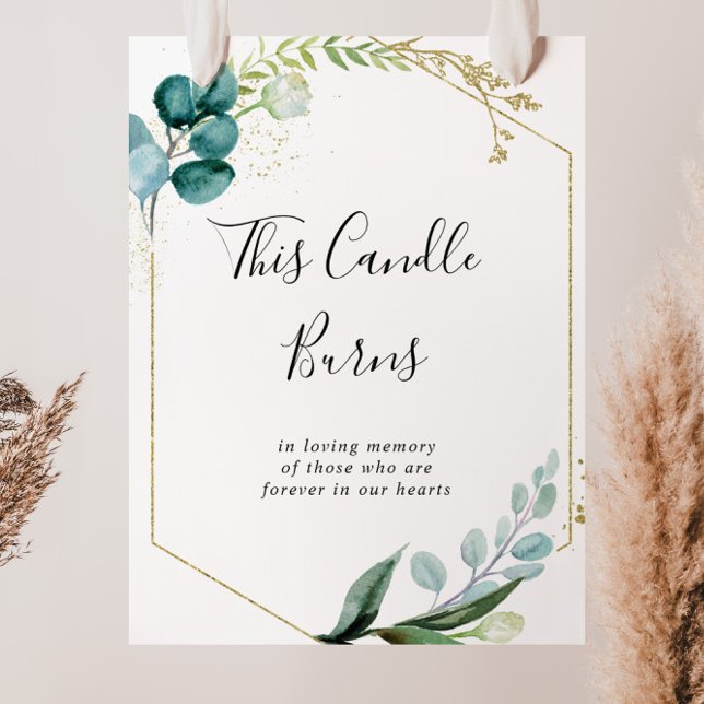 Gold Floral Tropical Green This Candle Burns Sign (Creator Uploaded)