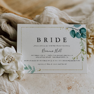 Gold Floral Tropical Greenery Bride Bridal Shower Invitation