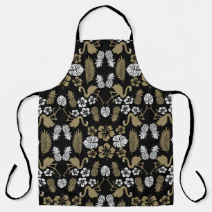 Gold Floral Tropical Patterned Apron