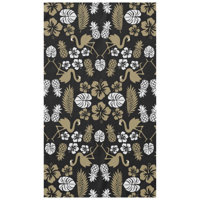 Gold Floral Tropical Patterned Tablecloth (Front)