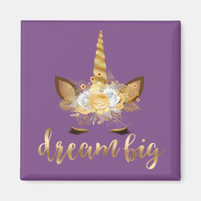 Gold Floral Unicorn Dream Magnet (Front)
