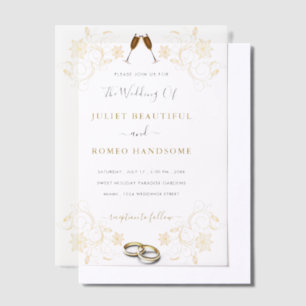 Gold Floral Vellum Wedding Invitation Template