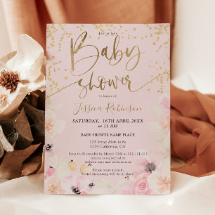 Gold floral watercolor baby shower budget