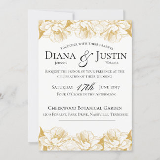 Gold Floral Wedding Invitation