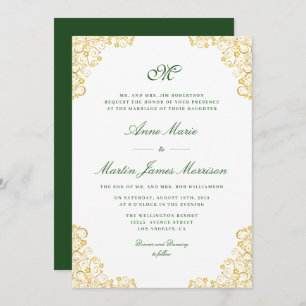 gold floral wedding invitation
