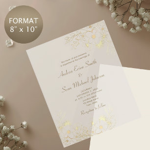Gold Floral Wedding Invitation Acrylic Sign