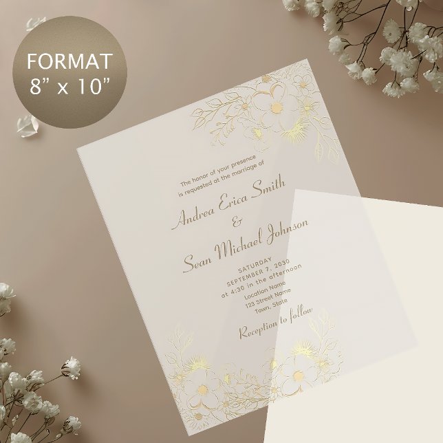 Gold Floral Wedding Invitation Acrylic Sign (Creator Uploaded)