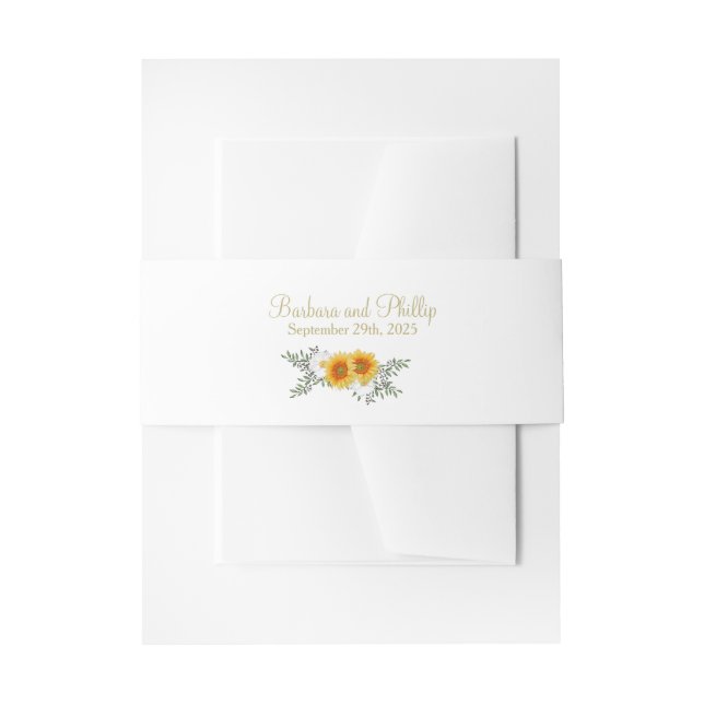 Gold Floral Wedding Invitation Belly Band (Front Example)
