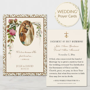Gold Floral Wedding Scripture Prayer Card 