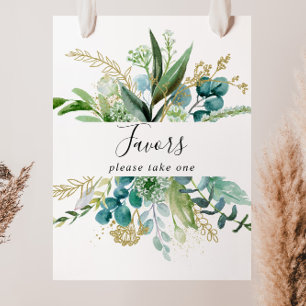 Gold Floral With Tropical Greenery Favours Sign