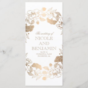 Gold Floral Wreath Peonies Garden Wedding Programs