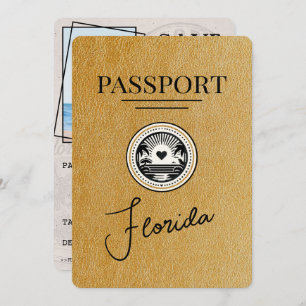 Gold Florida Passport Save The Date