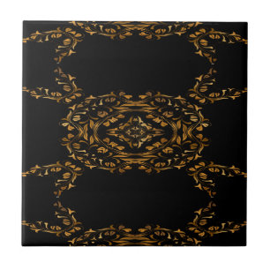 Gold flourish abstract design ceramic tile