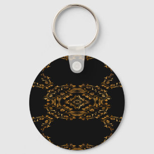 Gold flourish abstract design key ring