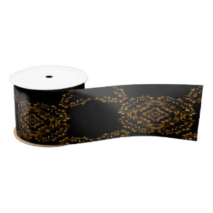 Gold flourish abstract design satin ribbon