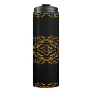 Gold flourish abstract design thermal tumbler