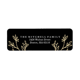 Gold Flourish   Holiday Return Address Label