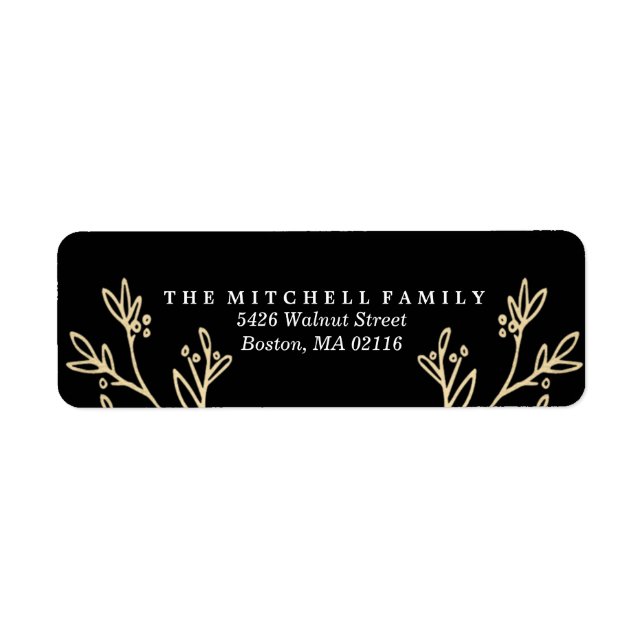 Gold Flourish | Holiday Return Address Label (Front)
