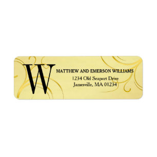 Gold Flourish Monogram Return Address Labels