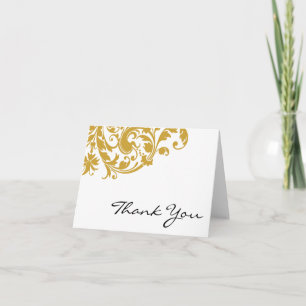 Gold Flourish Swirl Thank You Card