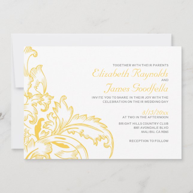 Gold Flourish Wedding Invitations (Front)