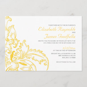 Gold Flourish Wedding Invitations