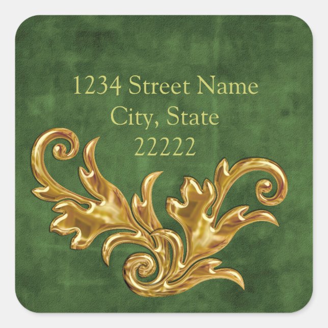 Gold Flourishes Return Address Envelope Seal (Front)
