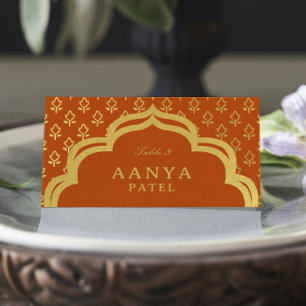 Gold Flower and Mundap Arch Wedding Escort Name Place Card