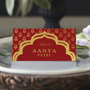 Gold Flower and Mundap Arch Wedding Escort Name Place Card
