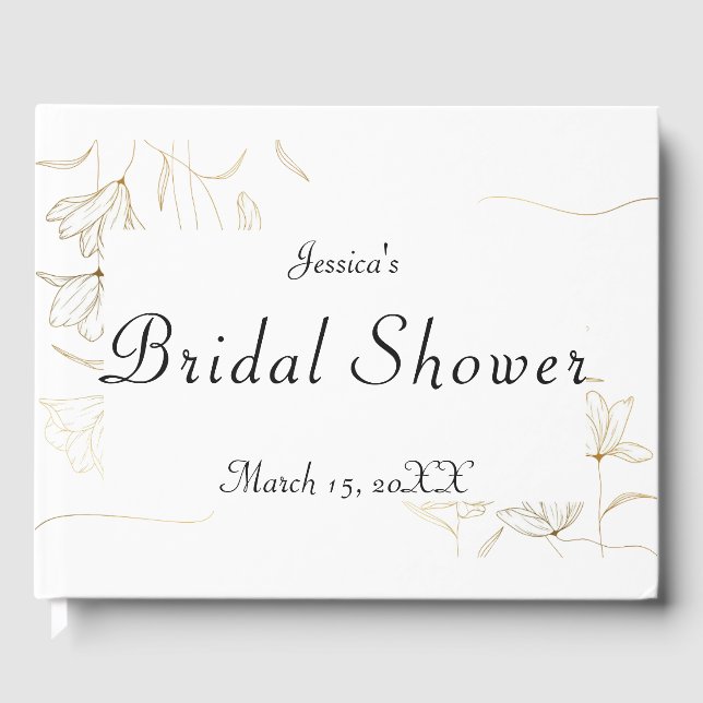 Gold Flower Bridal Shower Guest Book (Front)