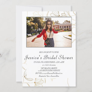 Gold Flower Bridal Shower PHOTO Invitation