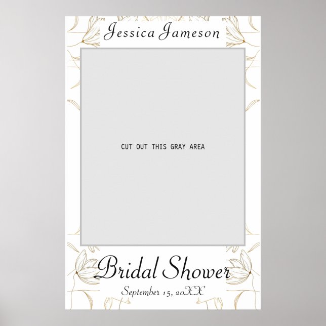 Gold Flower Bridal Shower Photo Prop Poster (Front)