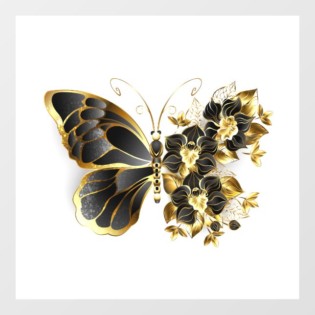 Gold Flower Butterfly with Black Orchid (Sheet)