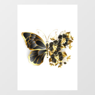 Gold Flower Butterfly with Black Orchid