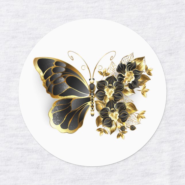 Gold Flower Butterfly with Black Orchid (Design 1)