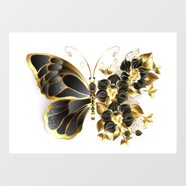Gold Flower Butterfly with Black Orchid (Sheet)