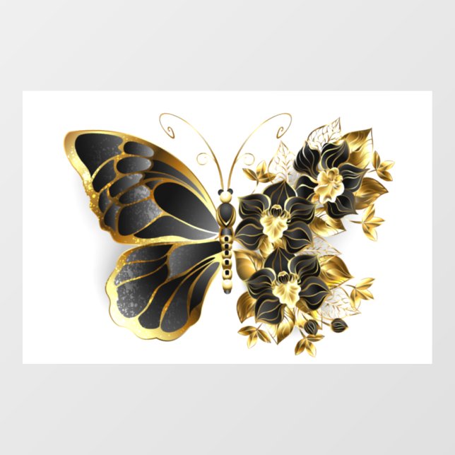 Gold Flower Butterfly with Black Orchid (Sheet)