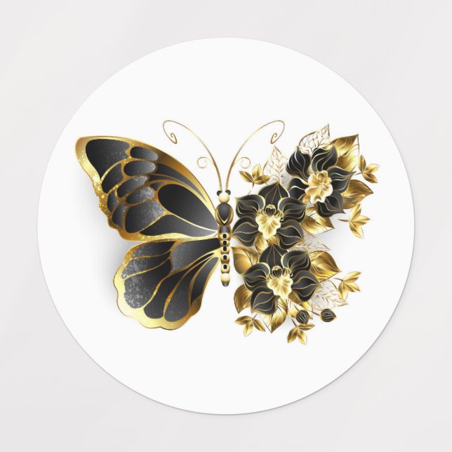 Gold Flower Butterfly with Black Orchid (Design 1)
