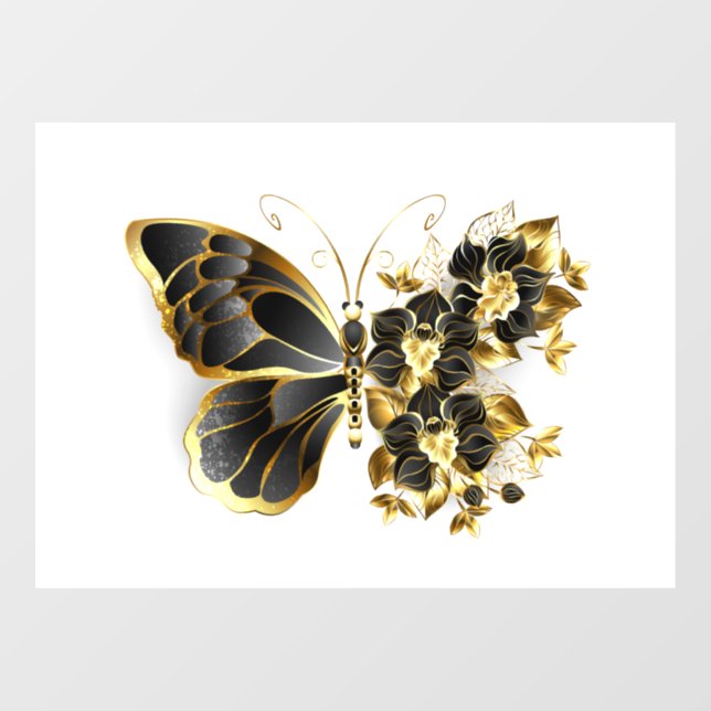 Gold Flower Butterfly with Black Orchid (Sheet)