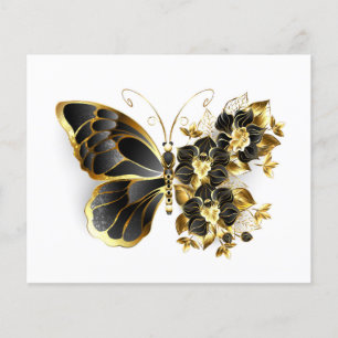 Gold Flower Butterfly with Black Orchid