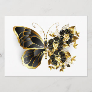 Gold Flower Butterfly with Black Orchid Advice Card