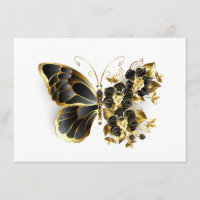 Gold Flower Butterfly with Black Orchid