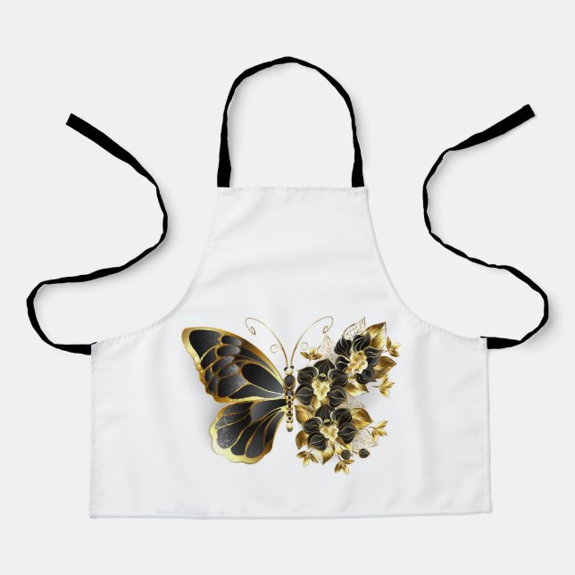 Gold Flower Butterfly with Black Orchid Apron (Front)