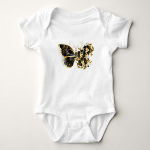 Gold Flower Butterfly with Black Orchid Baby Bodysuit