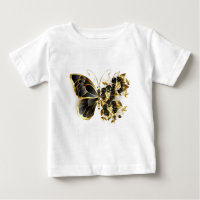 Gold Flower Butterfly with Black Orchid